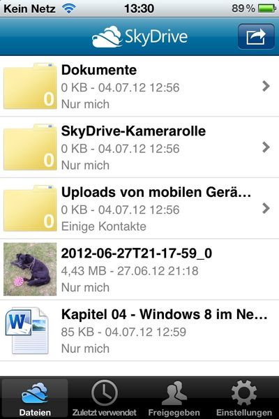 Nach der Installation der SkyDrive-App auf Smartphones, wie dem iPhone oder Android, lassen sich auch auf mobilen Geräten die Daten verwenden, die Anwender in Windows 8 mit SkyDrive speichern, oder in Windows 7 mit dem SkyDrive-Client. (Archiv: Vogel Business Media)