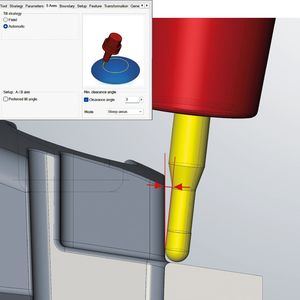 Reliable 5-axis machining with a defined clearance angle between the tool shank and the workpiece.(Source:  Open Mind)