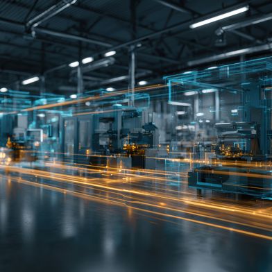 Wenn digitale und physische Welt verschmelzen: Beim Advanced Machine Engineering arbeiten Mechanik, Elektrotechnik und Automatisierung nicht mehr nacheinander, sondern parallel an einem durchgängigen virtuellen Modell. (Bild: © Anat art – stock.adobe.com_KI-generiert)