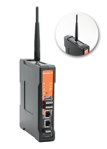 Die Routervariante mit integriertem 3G/UMTS-Modem erlaubt via Mobilfunk den Zugriff auf Maschinen und Anlagen ohne eigene Festnetzanbindung. (Bild: Weidmüller)