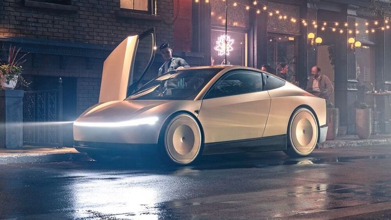 Tesla will die Produktion seines Robotaxi-Fahrzeugs „Cybercab“ im kommenden Jahr beginnen.(Bild:  Tesla Motors)