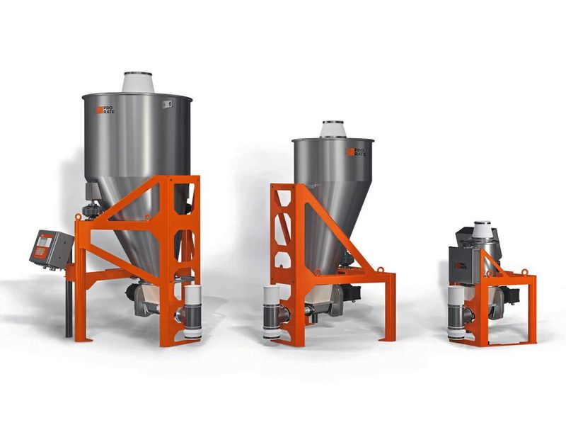 Die neue gravimetrische ProRate Plus Dosierlinie ist eine zuverlässige, leistungsstarke und effiziente Lösung für einfache Dosieranwendungen in der Kunststoffindustrie. (Bild: Coperion K-Tron)