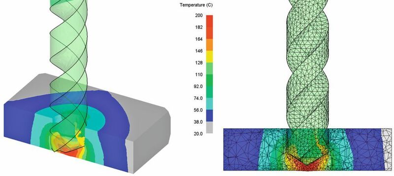 Die Entwicklung der Prozesstemperatur beim Bohren kann anhand von FE-Simulationen ermittelt werden. (Fraunhofer-IPA)