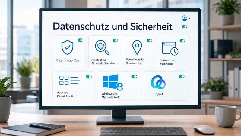 Ein Microsoft-Konto sammelt weit mehr Daten, als viele Nutzer vermuten. Das Datenschutz-Dashboard macht diese Datenflüsse sichtbar und steuerbar.(Bild:  Dall-E / KI-generiert)