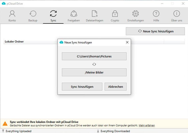 Ordner zwischen PC und der Cloud synchronisieren.  (Joos)