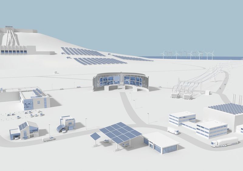 Beim Smart Grid ist jeder Netzteilnehmer mit der Leitzentrale verbunden – als Basis dient die internationale Norm IEC 61850. (Phoenix Contact)