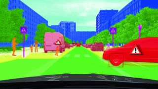 Bei der Fahrstrategie muss ein automatisiertes Auto die unterschiedlichsten Szenen erfassen und auswerten – und gegebenenfalls auch mal eine durchgezogene Linie überfahren. (Continental)