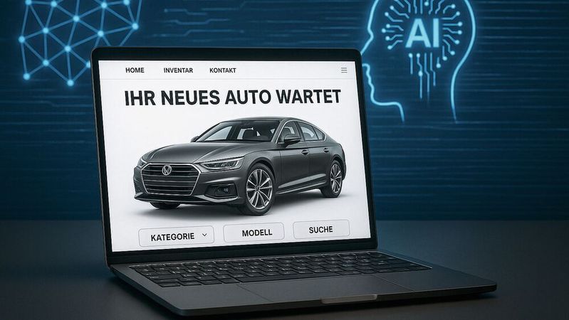Online-Autokauf, KI und Preisbewertungen im Onlinevertrieb: Wie denken Sie darüber? Das wollen wir mit einer Umfrage unter Händlern herausfinden.(Bild:  Dall-E / KI-generiert)