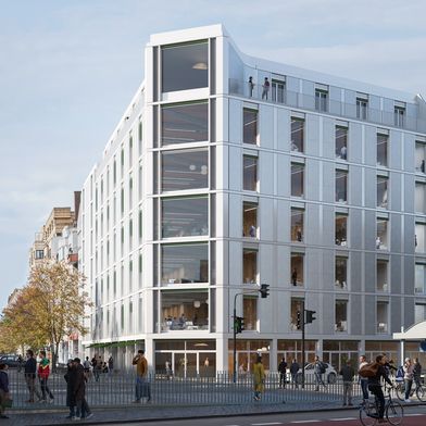 An der Ecke Müller-/Lynarstraße entsteht in Berlin-Wedding der neue Bürostandort Greenius mit rund 3.800 Quadratmetern Mietfläche.  (Bild: Equilis)
