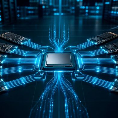 VROC ermöglicht es, NVMe-SSDs in Intel-Servern und -Workstations ohne separaten RAID-Controller als RAID-Verbund zu betreiben. (Bild: KI-generiert)