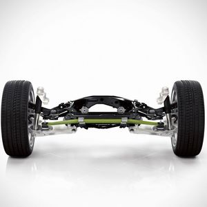 JEC-Highlight von Henkel: Die hintere Achse des neuen Volvo XC90 ist mit einer neuartigen Querblattfeder aus leichtem Faserverbundwerkstoff ausgerüstet. Benteler-SGL fertigt diese gewichtssenkenden Blattfedern zur Hinterradaufhängung in hohen Stückzahlen aus einem Faserverbundwerkstoff mit einem Loctite Matrixharz von Henkel.