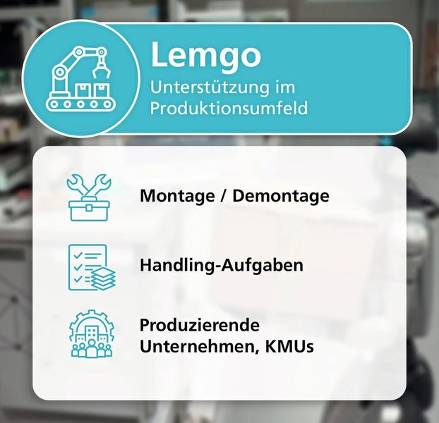 Fokus auf Produktion: In Lemgo testen Experten, wie humanoide Helfer KMU bei der Montage und beim Handling von Bauteilen unterstützen können. (Bild: Fraunhofer IOSB)