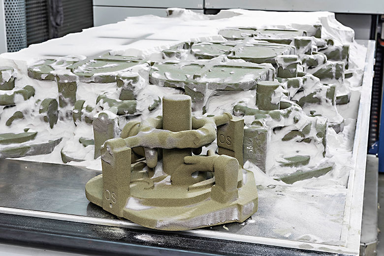 Durch maßgeschneiderte Gusskerne, die mit 3D-Druckern hergestellt werden, reduziert die Bosch-Rexroth-Gießerei Lieferzeiten und Kosten für individuelle Gussteile und Kleinserien. (Bild: Bosch Rexroth)