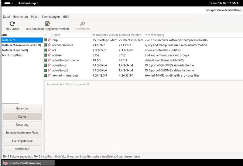 Zu Tails lassen sich weitere Anwendungen hinzufügen. Dazu steht der Paketmanager zur Verfügung. (Bild: Joos)