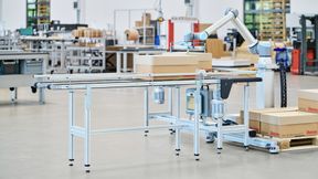 Das item Förderbandsystem transportiert Werkstücke präzise und zuverlässig und lässt sich flexibel an unterschiedlichste Anforderungen in Produktionsumgebungen anpassen.  (Bild: item)