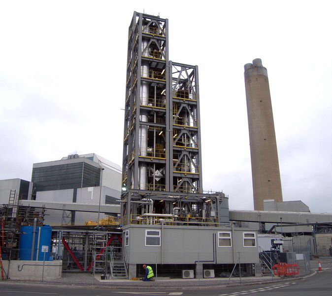 RWE separiert die erste Tonne CO2 aus Rauchgasen des Kraftwerks Aberthaw. (Bild: RWE)