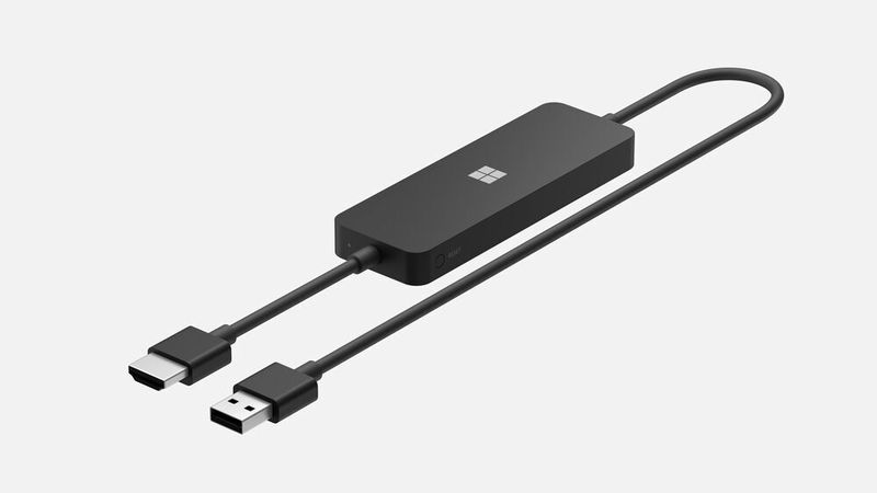 Der 4K-Wireless-Display-Adapter unterstützt nun eine drahtlose Video- und Audio-Verbindung zwischen Mobilrechner und externen Displays oder Projektoren mit UHD-Auflösung. Er kostet 80 Euro (UVP).  (Microsoft)