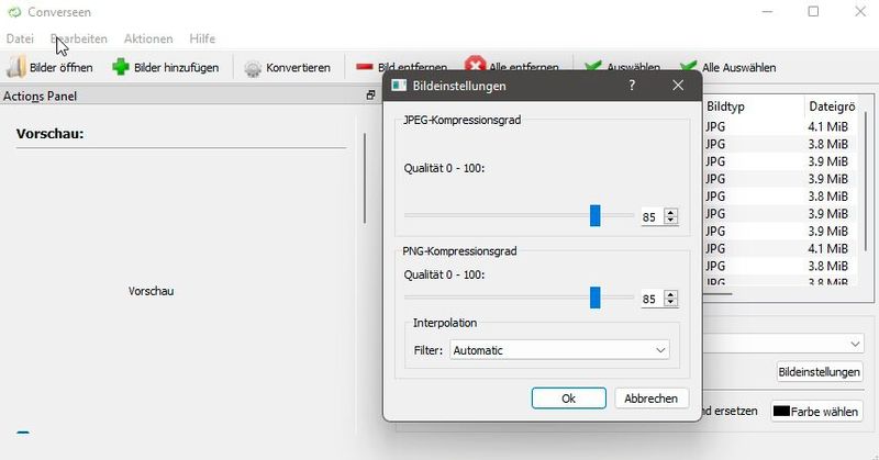 Einstellungen der Qualität für konvertierte Bilder. (Bild: Joos (Screenshot))