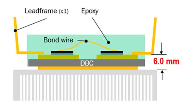 Figure 2: Cross-section of the new TMPIM (transfer-molded PIM) module.