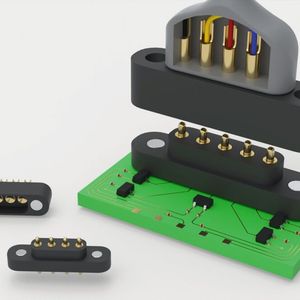 Bild 3: Magnetische Stecksysteme wie Maxnetic nutzen Federkontakte zusammen mit Magneten, um Docking- oder Ladeschnittstellen einfacher auszurichten. (Bild:  Mill-Max)