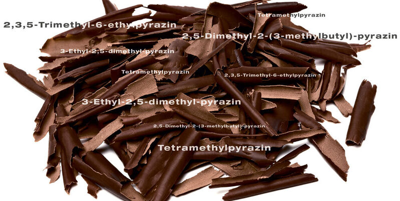 Abb. 1: Pyrazinverbindungen verleihen (dunkler) Schokolade das typische kakaoartige und nussige Aroma.