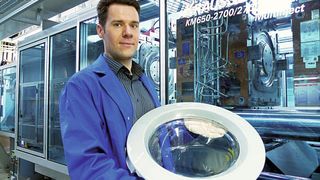 Eine konturnahe Kühlung der Werkzeuge ermöglicht kurze Zyklen und weniger Ausschuss, auch bei dem mit der Spritzgießtechnik gefertigten Waschmaschinen-Türmodul.  (Bild: Hofmann Innovation Group)