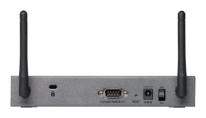 Auf der Rückseite der Netgear ProSafe Wireless-N 8-Port Gigabit VPN Firewall FVS318N befindet sich ein Consolen-Port, ein Slot für ein Kensinton-Schloss, der Resetknopf, der Anschluss für das Netzteil und der Ein/Aus-Schalter. (Archiv: Vogel Business Media)