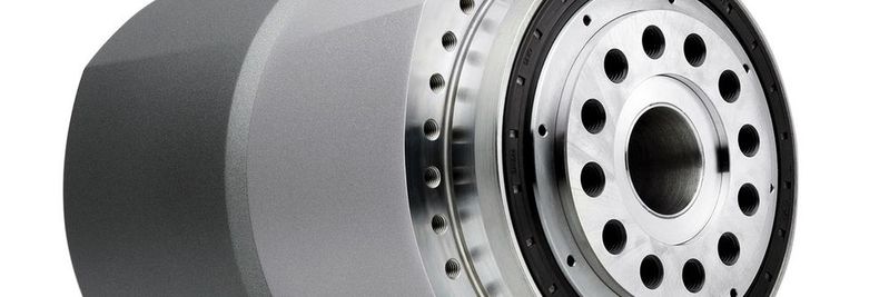 Im Galaxie Antriebssystem verschmelzen eine völlig neuartige Getriebegattung mit dynamisierten Einzelzähnen und ein neu entwickelter Hochleistungsmotor zu einer hochkompakten Hohlwellen-Antriebseinheit mit Indus- trie-4.0-Konnektivität.(Bild:  Wittenstein)