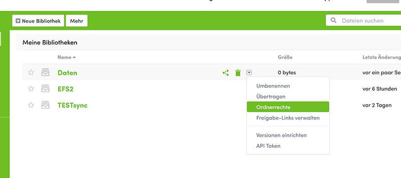 Für einzelne Ordner können in Luckycloud auch Berechtigungen verteilt werden. (Joos)
