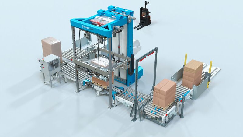 Der neue BEUMER stretch hood A zeichnet sich durch ebenerdig und ergonomisch konstruierte Bedien- und Wartungszugänge aus.(Bild:  BEUMER Group GmbH & Co. KG)