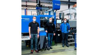 Das 'Darwin'-Team: LTR Dr. Thorsten Thümen von Sumitomo (SHI) Demag, Felix Georg Müller von Plus 10, Christoph Mussauer vom SKZ, Marco Fischer und Melanie Rohde von Sumitomo (SHI) Demag (von links nach rechts). (Bild: Sumitomo (SHI) Demag)