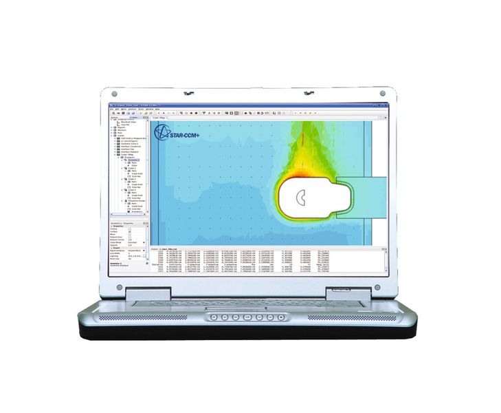 Temperatur der Mittelfläche und des Geschwindigkeitsfeld innerhalb der Domäne für den einfachen Prototyp. (Bild: cd-adapco)