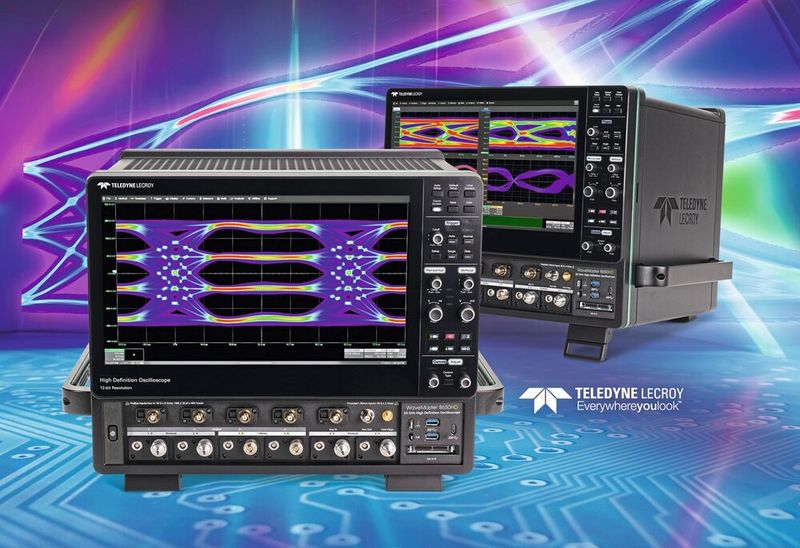 Bild 1: Die WaveMaster 8000HD-Serie ist der Höhepunkt der 12-Bit-Oszilloskope. Sie bieten eine vertikale Auflösung von 12 Bit und Bandbreiten bis 65 GHz, 320 GS/s sowie einen Erfassungsspeicher bis 8 Gpts pro Kanal. (Bild: Teledyne LeCroy)