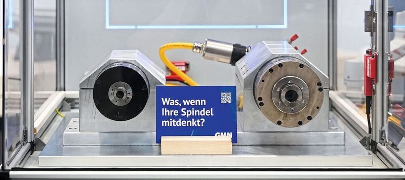 Auf der AMB führt GMN das digitale Ökosystem Idea-4x an einem Demonstrator vor, der exemplarisch Sensordaten und Wartungsprognosen sichtbar macht.(Bild:  GMN)