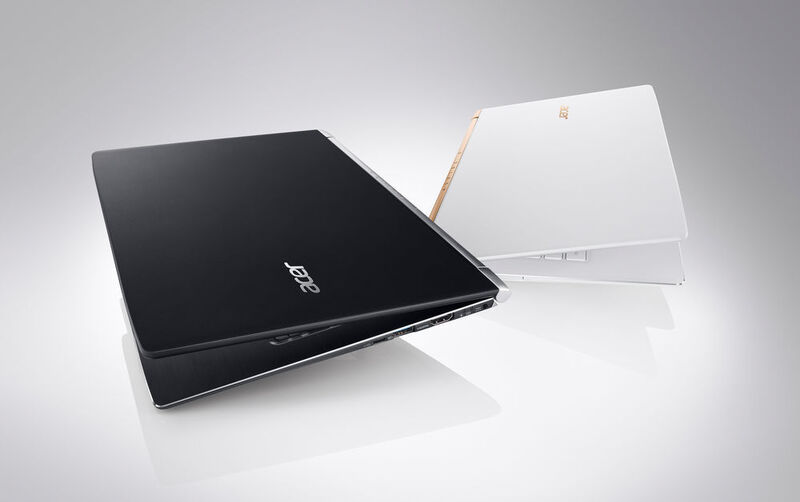 Der Aspire S 13 ist mit schwarzrem oder weißem Aluminium-Gehäuse lieferbar. Das 13,3-Zoll-Notebook ist 1,45 Zentimeter schlank. (Bild: Acer)