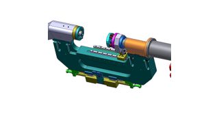 C-Bügelsystem zum Lochstanzen der vier Aufnahmelöcher am Federbeindorn. (Bild: Tünkers Maschinenbau)