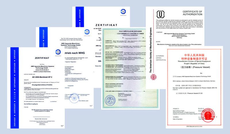 Zertifikate der Firma AMS Technology GmbH. (Bild: AMS)