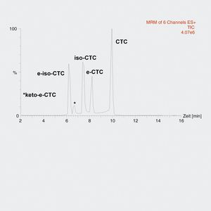 Abb.2: MS-Chromatogramm (TIC) einer Muskulaturprobe aus
einer Medikationsstudie.
