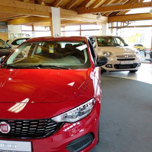 Das Autohaus setzt auf viel Holz im Showroom.