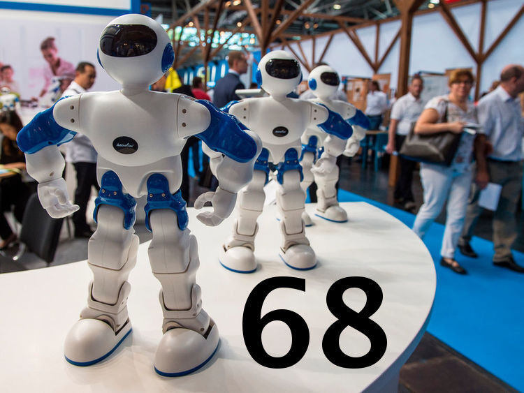 Prozent der befragten Mitarbeiter gaben im Automatica Trend Index 2018 an, die zukünftige Zusammenarbeit von Menschen und Robotern als Chance  zu sehen. 70 Prozent glauben, dass in der Arbeitswelt der Zukunft Mensch-Roboter-Teams die Fertigung verbessern werden, indem menschliche Talente mit den Stärken der Robotik kombiniert werden. (Messe München)