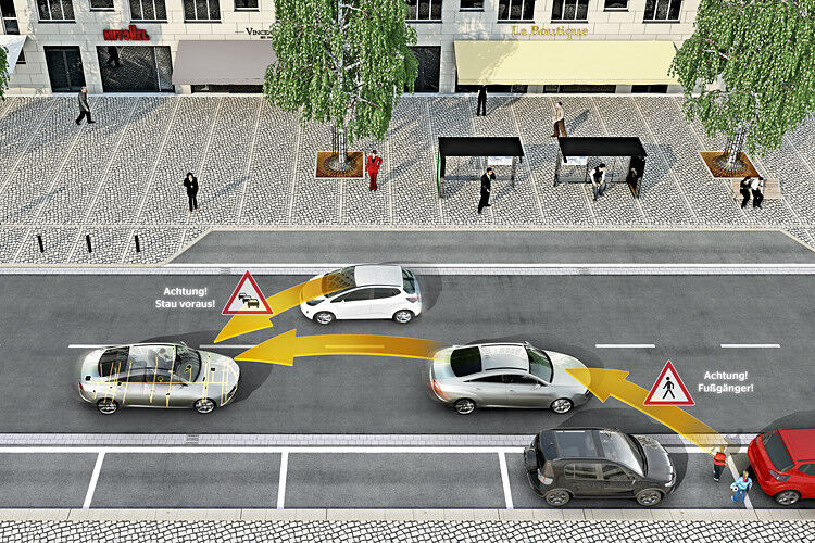 Die Vernetzung zwischen Fahrzeugen und schwächeren Verkehrsteilnehmern bietet mehr Potential für die Sicherheit. (Foto: Continental)