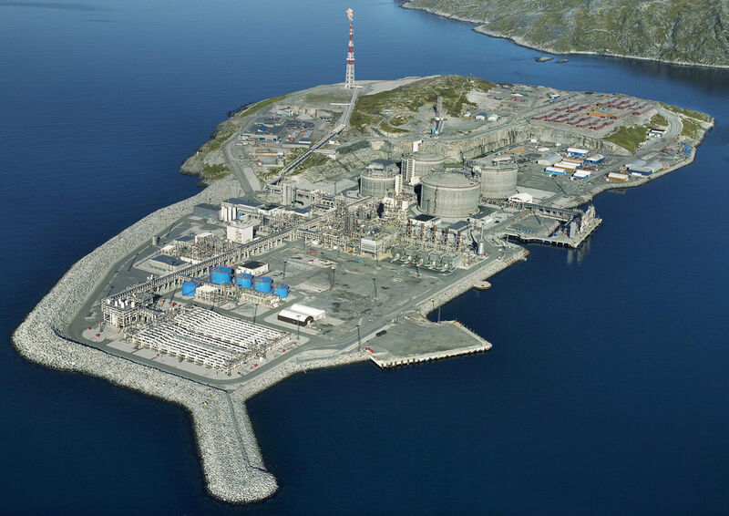 Luftbild der gesamten Erdgasanlage auf der Insel Melcøya. (Bild: Eiliv Leren, Statoil)