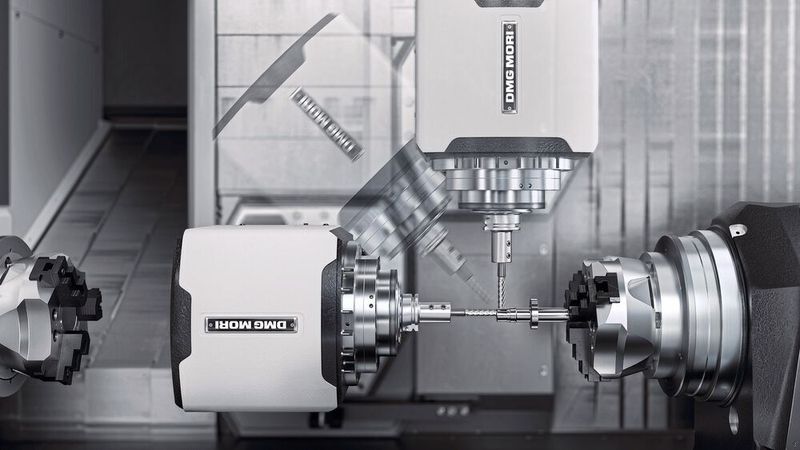 Das Maschinenkonzept mit B-Achse erfordert nur noch ein Werkzeug für Haupt- und Gegenspindel. (DMG Mori)
