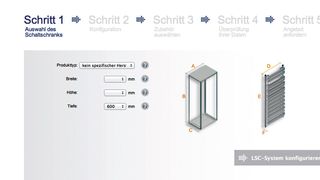 Der Lütze LSC Airstream Online-Konfigurator.Schritt Eins: Definition von Schaltschranktyp und -größe (Lütze)