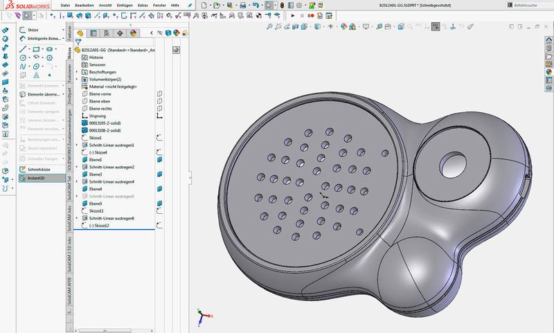 Die Gehäusereihe namens „Blob“ fördert laut OKW Anwendungen, die einer Vielzahl von Menschen mit unterschiedlichen Handgrößen gerecht werden. Hier ein Beispielgehäuse, dargestellt in der Umgebung von Solidworks. (OKW)