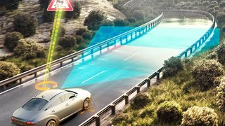 Contis „„road condition observer“ soll mittels im Fahrzeug serienmäßig vorhandener Sensoren und Daten aus der Cloud den Fahrbahnzustand ermitteln. (Continental)