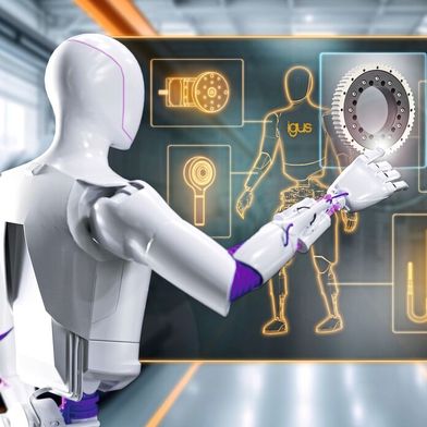 Humanoide Roboter für alle zugänglich machen: igus bietet dafür sowohl schmierfreie Komponenten wie Gelenklager und Energieketten als auch komplette humanoide Roboter auf dem RBTX-Marktplatz an.  (Bild: igus)