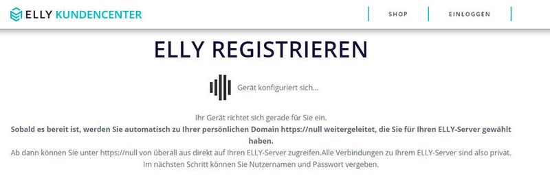 Im Rahmen der Registrierung wird ELLY im Netzwerk eingerichtet und es erfolgt eine Weiterleitung zur lokalen Weboberfläche.  (Uniki)