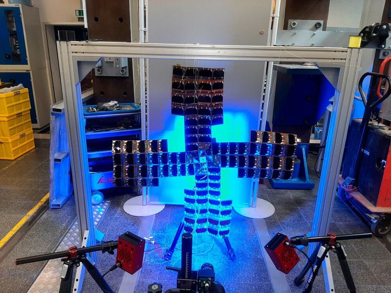 Der Würfel aus CFK entfaltet sich im All selbst und versorgt dann Satelliten mit Elektrizität (Bild: TC Hutthurm)