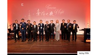Bei der beliebten „Taiwan Night“ am 8. Oktober. Von links: Florian Mikulasch (VDMA), Ryan Hsiao (TAMI), Mei-Shun Lo (Taipei Representative Deutschland), Bush Hsieh (TAMI), Dr. Klement Ruey-sheng (Taipei Representative Deutschland), Simon Wang (TAITRA), David Chuang (TAMI), Petra Cullmann (Messe Düsseldorf), Michael Wang (TAMI), Eric Wei (TAMI), Chuang-Teng Liao (China Airlines).  (Bild: TAITRA)